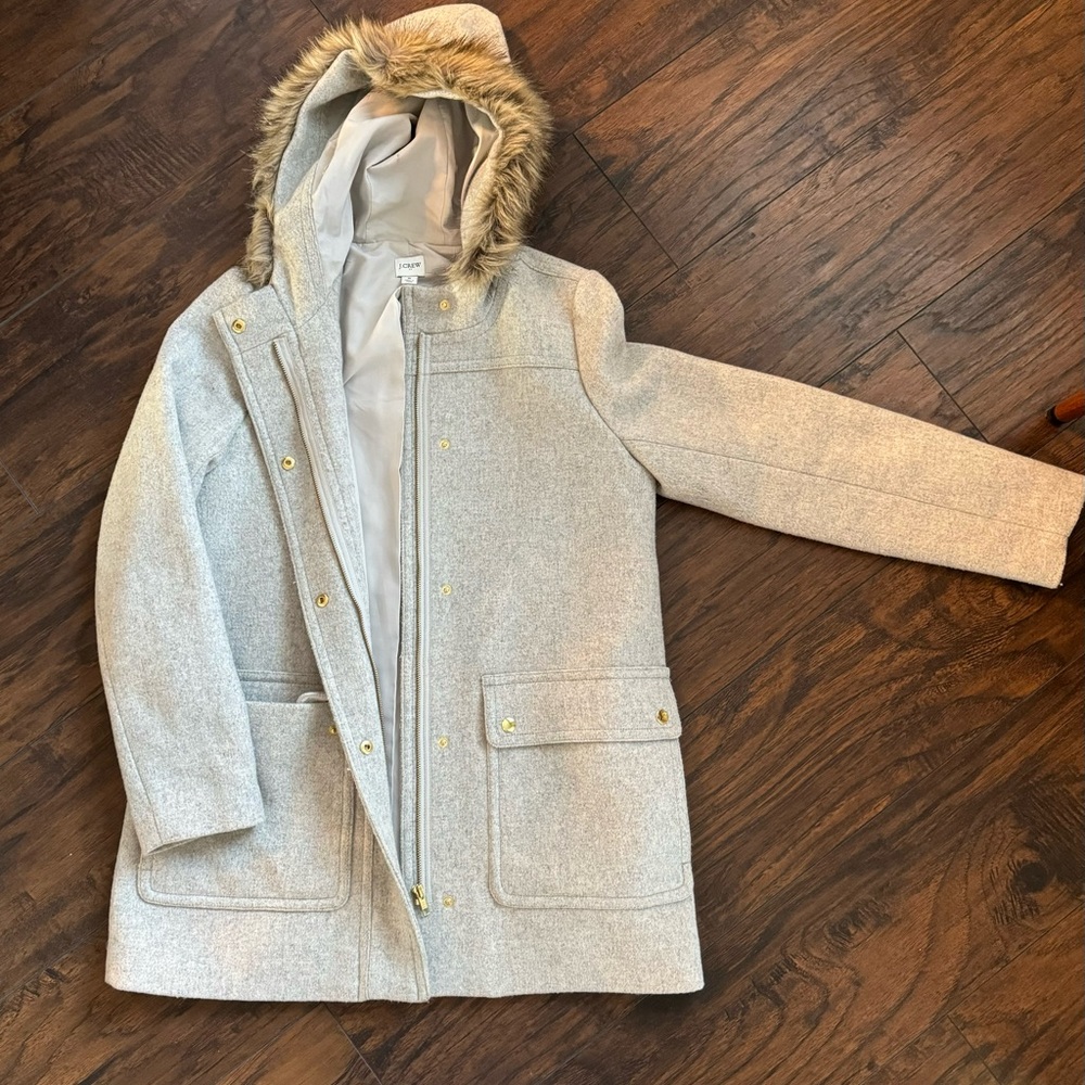 J.Crew Factory size 6 grey wool stadium cloth parka